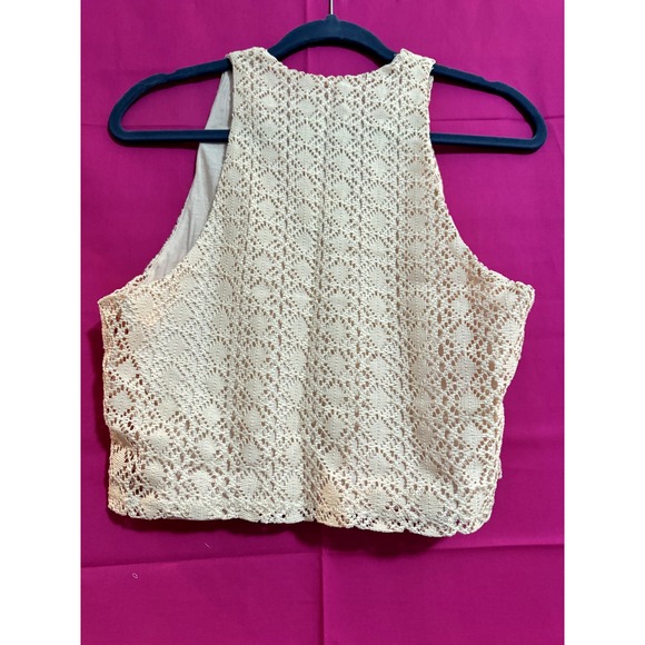 And Now This Peach V Neck Crop Top | Size M - Picture 2 of 3